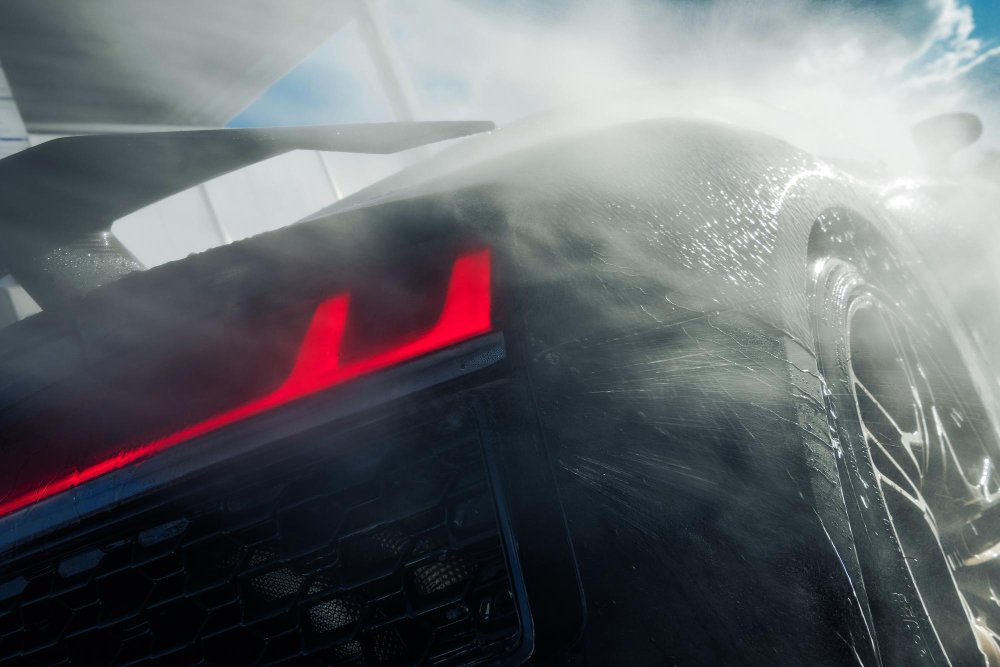 Dramatic sports car in dark lighting